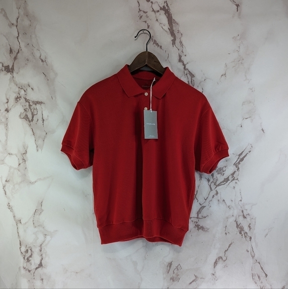 Everlane Shirt Women Small Red Oversized Polo Short Sleeve Organic Cotto… - Picture 2 of 12